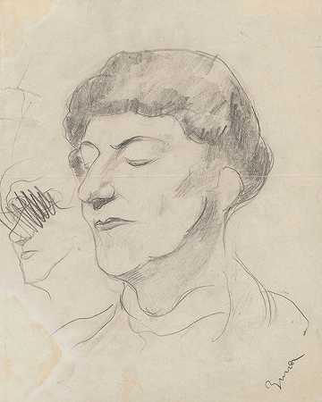 艺术家母亲米哈利娜·瓦利斯泽夫斯卡的肖像`Portrait of the artist’s mother, Michalina Waliszewska (1916) by Zygmunt Waliszewski