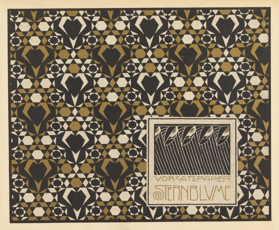 附件纸星花（星花书尾纸）`Vorsatz Papier Sternblume (Star Flower Book End Paper) (1901) by Koloman Moser