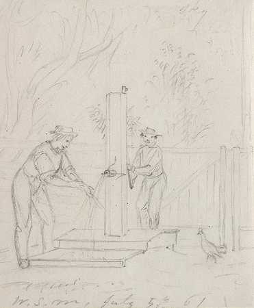 在加油站`At the Pump (1861) by William Sidney Mount
