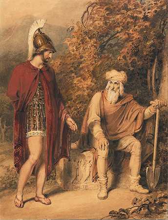 阿尔西比亚德斯和丁满`Alcibiades and Timon (ca. 1805) by Richard Westall