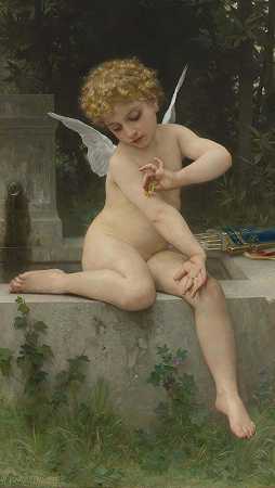 L对蝴蝶的爱`Lamour Au Papillon (1888) by William Bouguereau