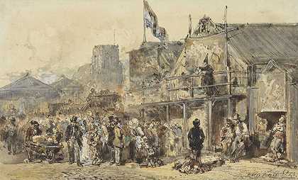 在未来的奥登霍夫，列沃登的集市`Kermis te Leeuwarden, de Oldenhove in het verschiet (1853) by Herman Frederik Carel Ten Kate