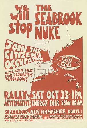 我们将阻止西布鲁克核武器加入公民这是他的职业。`We will stop the Seabrook Nuke Join the citizens occupation. (1977)