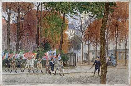 市政厅广场、Mouton Duvernet街和Boulard街`Square de la Mairie, rue Mouton Duvernet et rue Boulard (1916) by Félix Brard