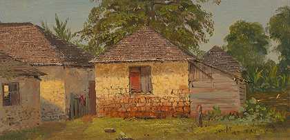 房屋萨卢斯山`Houses, Mt. Salus (1865) by Frederic Edwin Church
