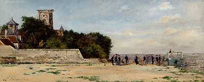 蒙马特山顶，有索尔费里诺塔`Le sommet de la butte Montmartre, avec la tour Solférino (1870) by Louis Marie Chevalier