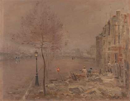 勒索尔伯蒂埃大道`Boulevard Berthier, le soir (1890) by Alexandre Gaston Guignard
