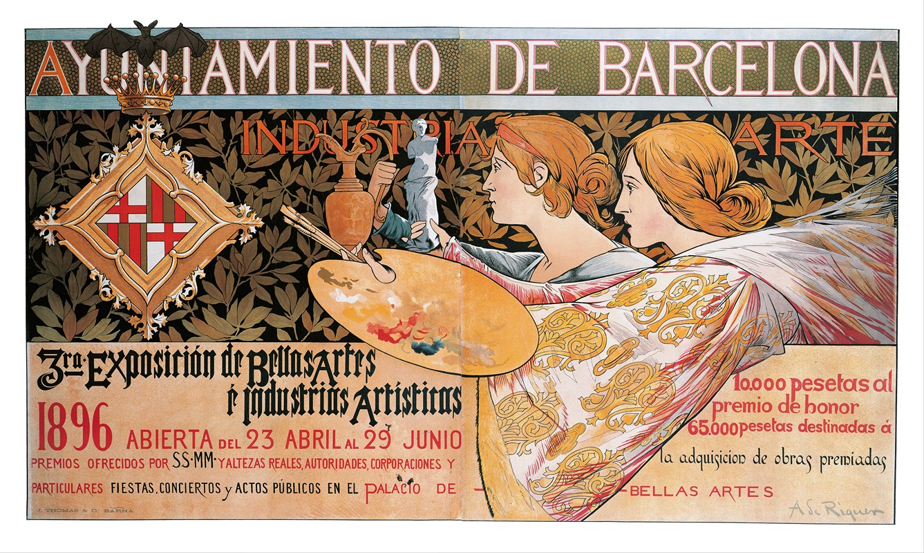 3ra。美的艺术博览会是艺术产业`3ra. Exposición de Bellas Artes é Industrias Artísticas (1896) by Alexandre de Riquer