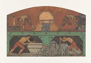 柏林艺术博览会的绘画设计工业`
Ontwerp voor schildering in de beurs van Berlage; De Industrie (1878 ~ 1938)  by Richard Nicolaüs Roland Holst
