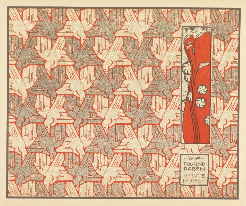 一千只乌鸦的书尾纸（一千只乌鸦的书尾纸）`Die Tausend Raben Vorsatz Papier (A Thousand Ravens Book End Paper) (1901) by Koloman Moser
