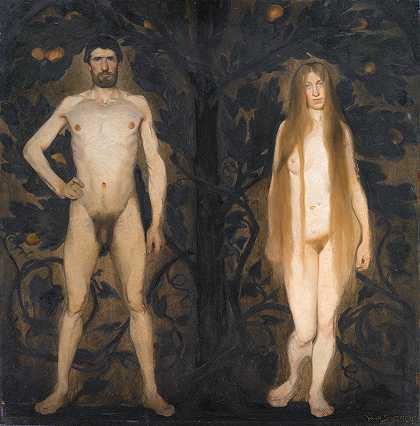 亚当和夏娃`Adam and Eve (1890 ~ 1891) by Harald Slott-Møller