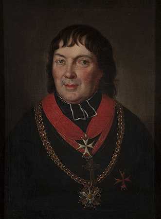 阿洛伊兹·奥西恩斯基（1770-1842）的肖像，戴着尖顶的奥列卡大主教`Portrait of Alojzy Osiński (1770–1842), mitred prelate of Olyka by Józef Pitschmann