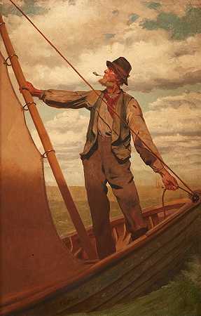 扬帆`Hoisting the Sail by John George Brown