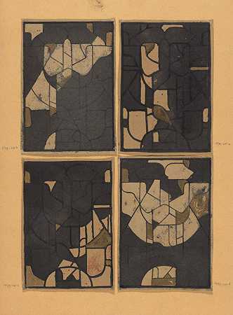 乌得勒支大教堂正厅窗户的地毯设计`Tapijtontwerp voor raam in het Noordertransept van de Dom te Utrecht (c. 1868 ~ c. 1938) by Richard Nicolaüs Roland Holst