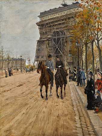 L巴黎凯旋门`Larc de Triomphe, Paris (1875) by Giuseppe De Nittis