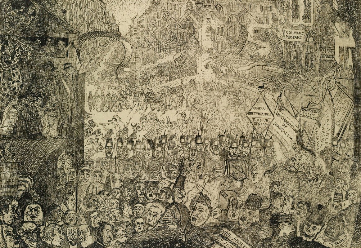 L基督进入布鲁塞尔`Lentrée Du Christ À Bruxelles (1896) by James Ensor