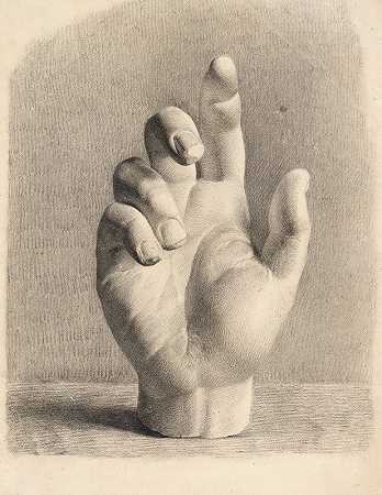 丹克瓦特·德雷耶（Dankvart Dreyer）用石膏画的手`En Hånd, Tegnet Efter Gips (1829 – 1833) by Dankvart Dreyer