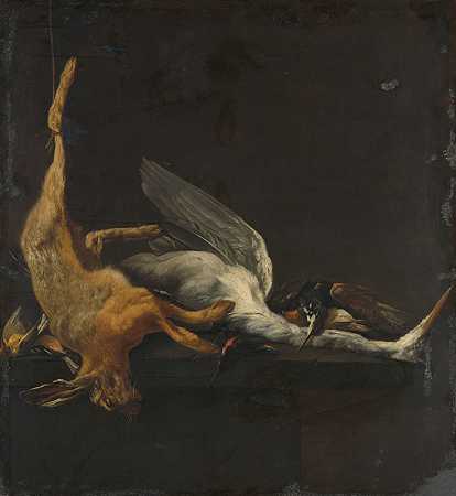 Elias Vonck的《野兔、苍鹭和其他鸟类的静物》`Still Life with Hare, Heron and other Birds (1630 ~ 1652) by Elias Vonck