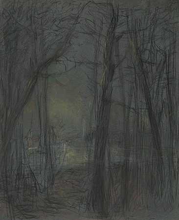 森林景观`Forest Scene by John Ferguson Weir