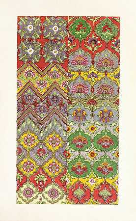 织物用波斯图案单`Sheet of Persian Designs for Textile Fabrics (1858) by John Charles Robinson