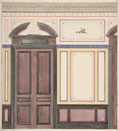 墙板设计，萨里郡多尔金Deepdene`Design for Wall Paneling, Deepdene, Dorking, Surrey (1875–79) by Jules-Edmond-Charles Lachaise
