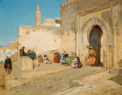 丹吉尔的卡斯巴门`The Kasbah Gate, Tangiers (1890) by Georges Bretegnier