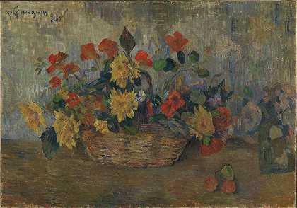 保罗·高更的《花卉静物》`Flowers still life (1884) by Paul Gauguin