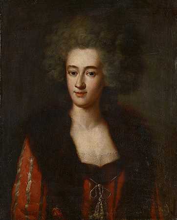 一位女士的肖像`Portrait Of A Lady by Josef Georg Von Edlinger
