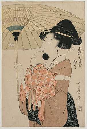 《为雨祈祷》，选自第七部优雅的Komachi`Prayers for Rain, from the series Seven Elegant Komachi (late 1790s) by Kitagawa Utamaro
