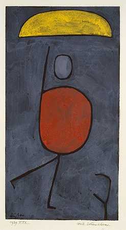 带着雨伞`With an umbrella (1939) by Paul Klee