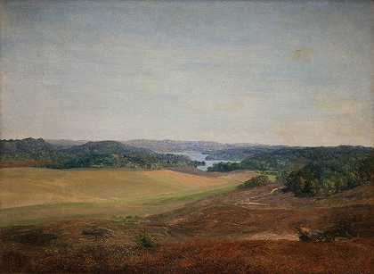 日德兰郡西尔克堡附近的景观`Landscape near Silkeborg, Jutland (1836 – 1839) by Dankvart Dreyer