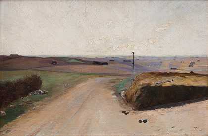 风景。日德兰岛莫尔斯岛`A Landscape. The Island of Mors, jutland (1893) by Fridolin Johansen