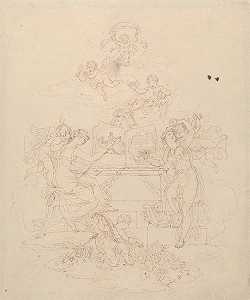 绘画与文学的寓言`
Allegory of Painting and Literature by Edward Francis Burney