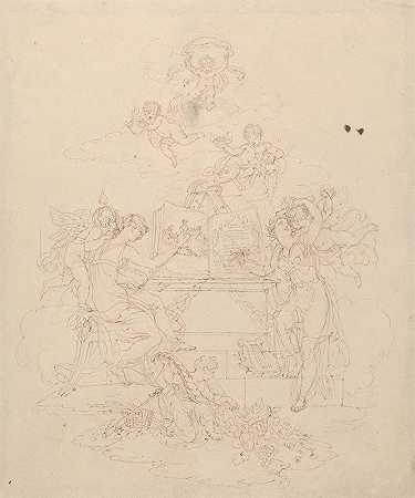绘画与文学的寓言`Allegory of Painting and Literature by Edward Francis Burney
