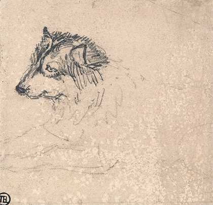 北极狗，面向左边`Arctic Dog, Facing Left by James Ward