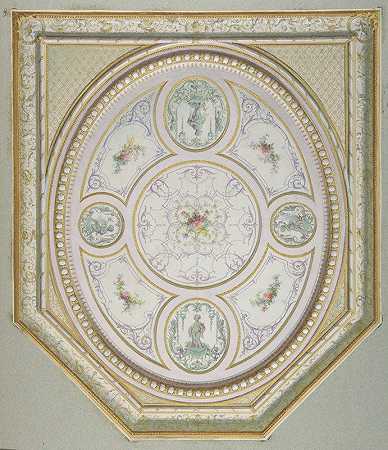 天花板设计`Ceiling Design (19th Century) by Jules-Edmond-Charles Lachaise