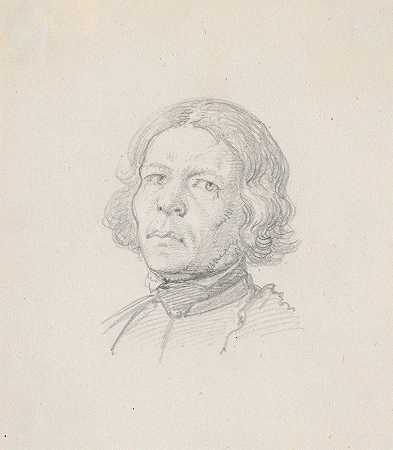 肖像头像，瑞典农民`Portræthoved, svensk bonde (1851) by Wilhelm Marstrand