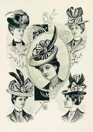 秋季女帽店的款式。`Styles in autumn millinery. (1899)