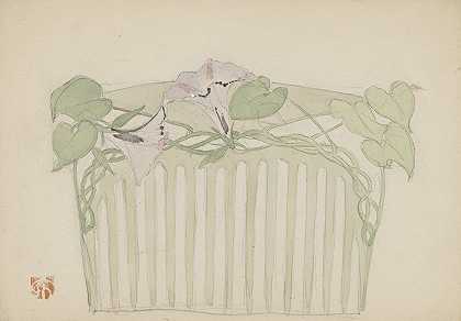 梳子的设计`Ontwerp voor een haarkam (c. 1898 ~ c. 1905) by Jules Chadel
