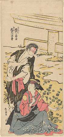 男人站着，女人坐着`Man Standing and Women Seated (18th century) by Katsukawa Shunchō
