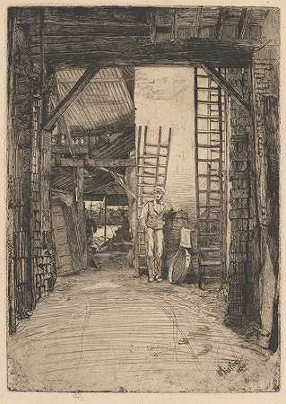 石灰炉`The Lime Burner (1859) by James Abbott McNeill Whistler