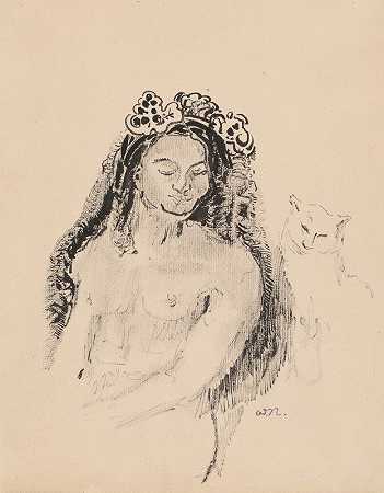 示巴女王（示巴女王）`The Queen of Sheba (La Reine de Saba) (1896~1900) by Odilon Redon