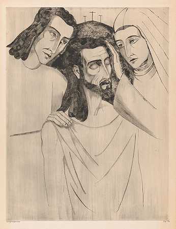 基督在施洗约翰和玛丽之间`Christus tussen Johannes de Doper en Maria (1924) by Lodewijk Schelfhout
