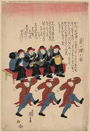 Kankan odori no uta`Kankan odori no uta (1825) by Keisai Eisen