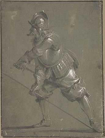 一名步兵拔剑`An Infantryman Drawing his Sword (1640–91) by Jacob Matthias Weyer