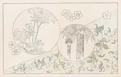 新森·莫约，no shiori，第14页`Shinsen moyō no shiori, Pl.14 (1868~1912) by Rokkaku Shisui