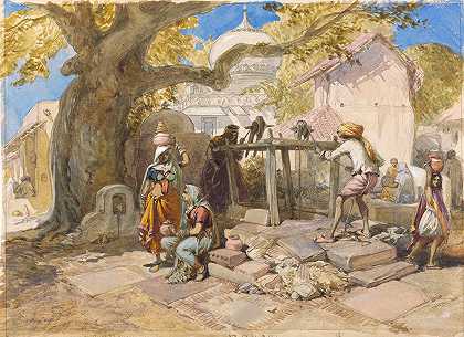 这个村子很好`The Village Well (1864) by William Simpson