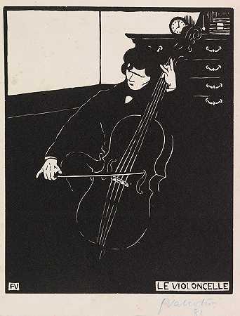 大提琴（乐器一）`Le Violoncelle (Instruments de musique I) (1896) by Félix Vallotton