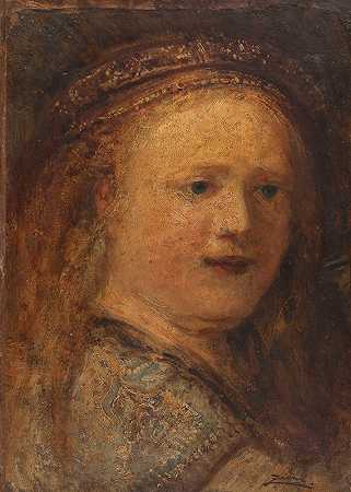 女性研究，副本在伦勃朗之后`Etude de femme, copie après Rembrandt (1853) by Félix Ziem
