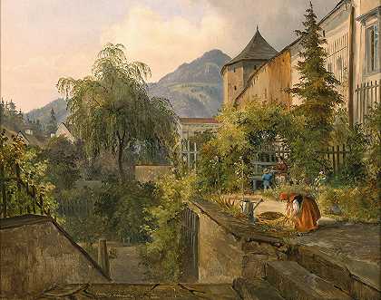 田园诗`A Garden Idyll (1849) by Ludwig Halauska
